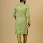 Stunning Citron Green Banarasi Brocade Achkan | Father Son Combo | Perfect for Grooms | Jaipurio Collection